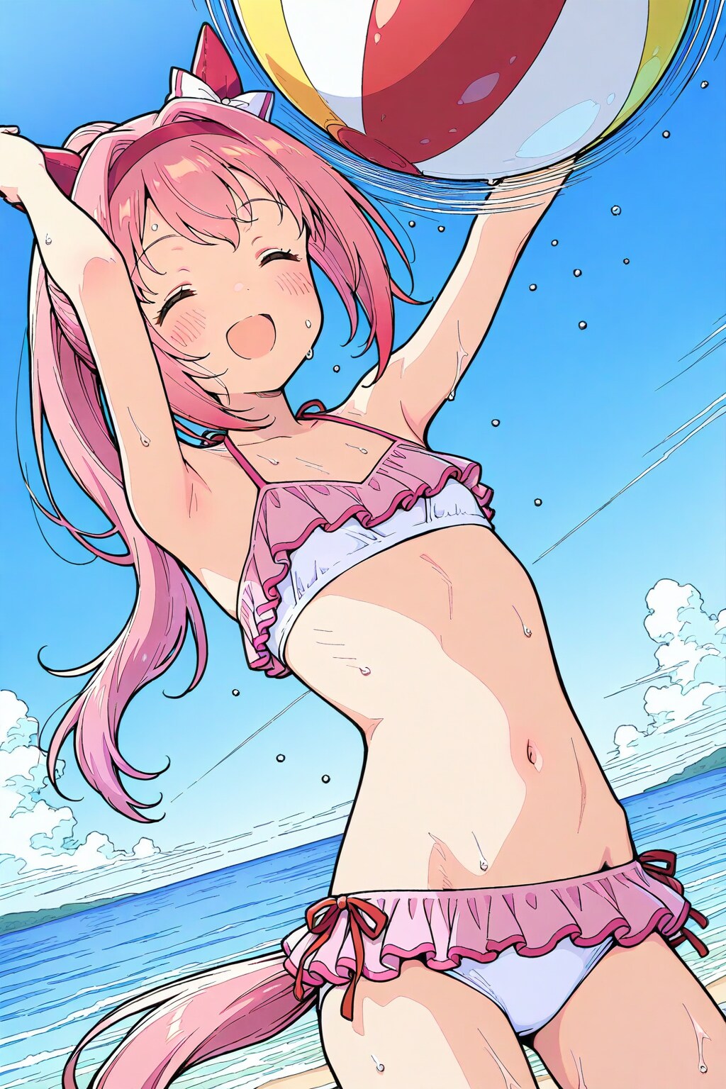 背伸びしてビキニを着てみたけどやっぱり年相応なウララちゃん