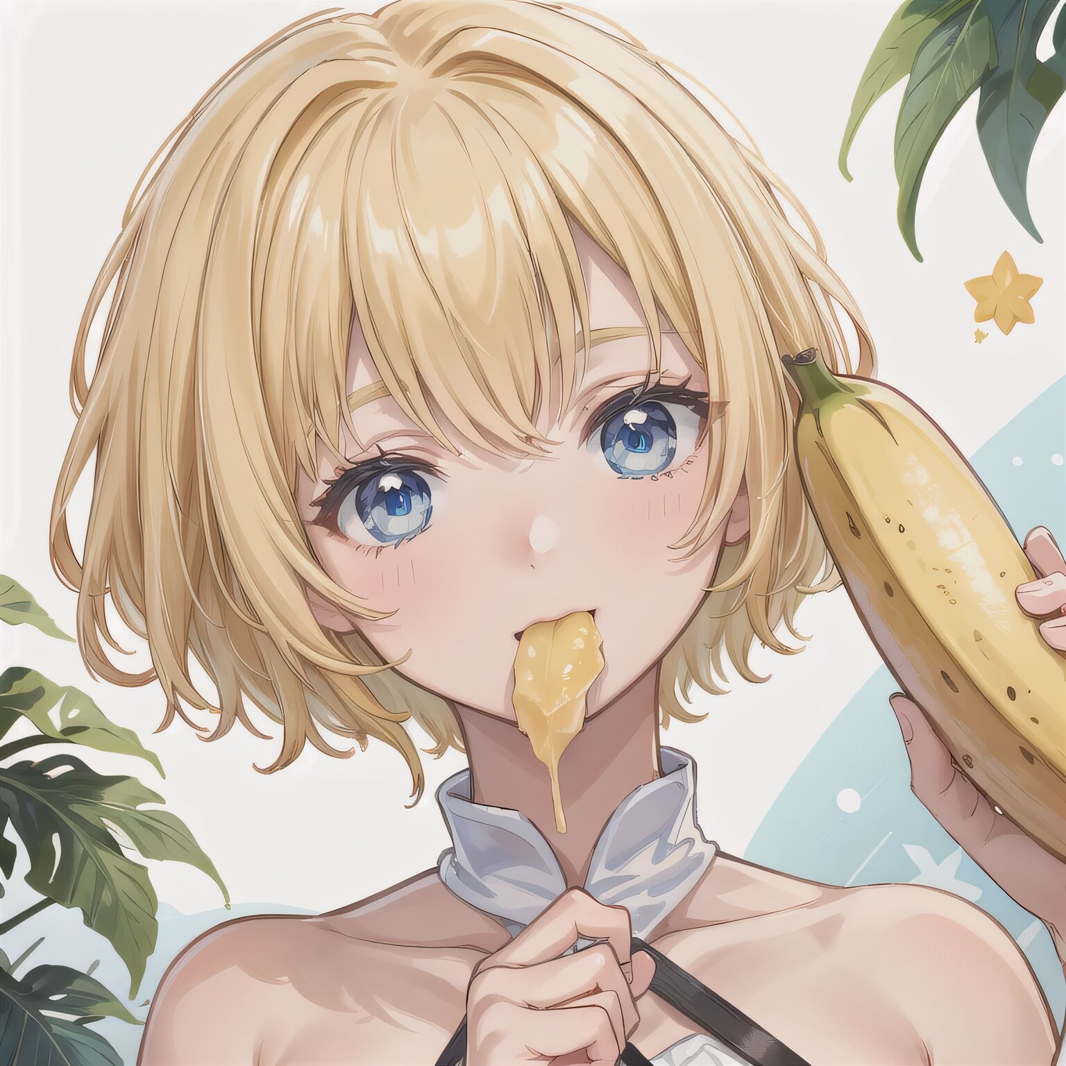 金髪ボブでバナナの少女２ | の人気AIイラスト・グラビア