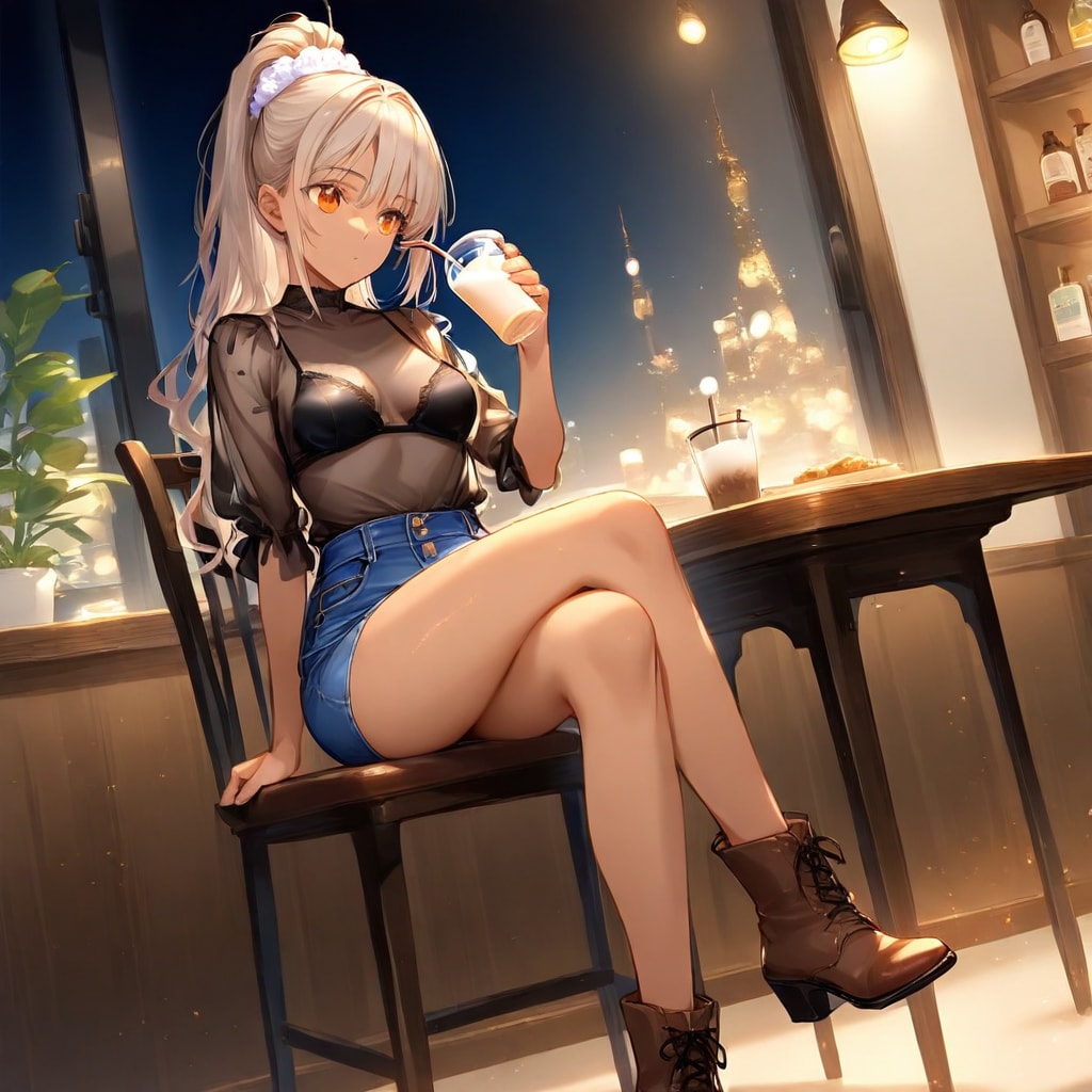 夜カフェ | の人気AIイラスト・グラビア