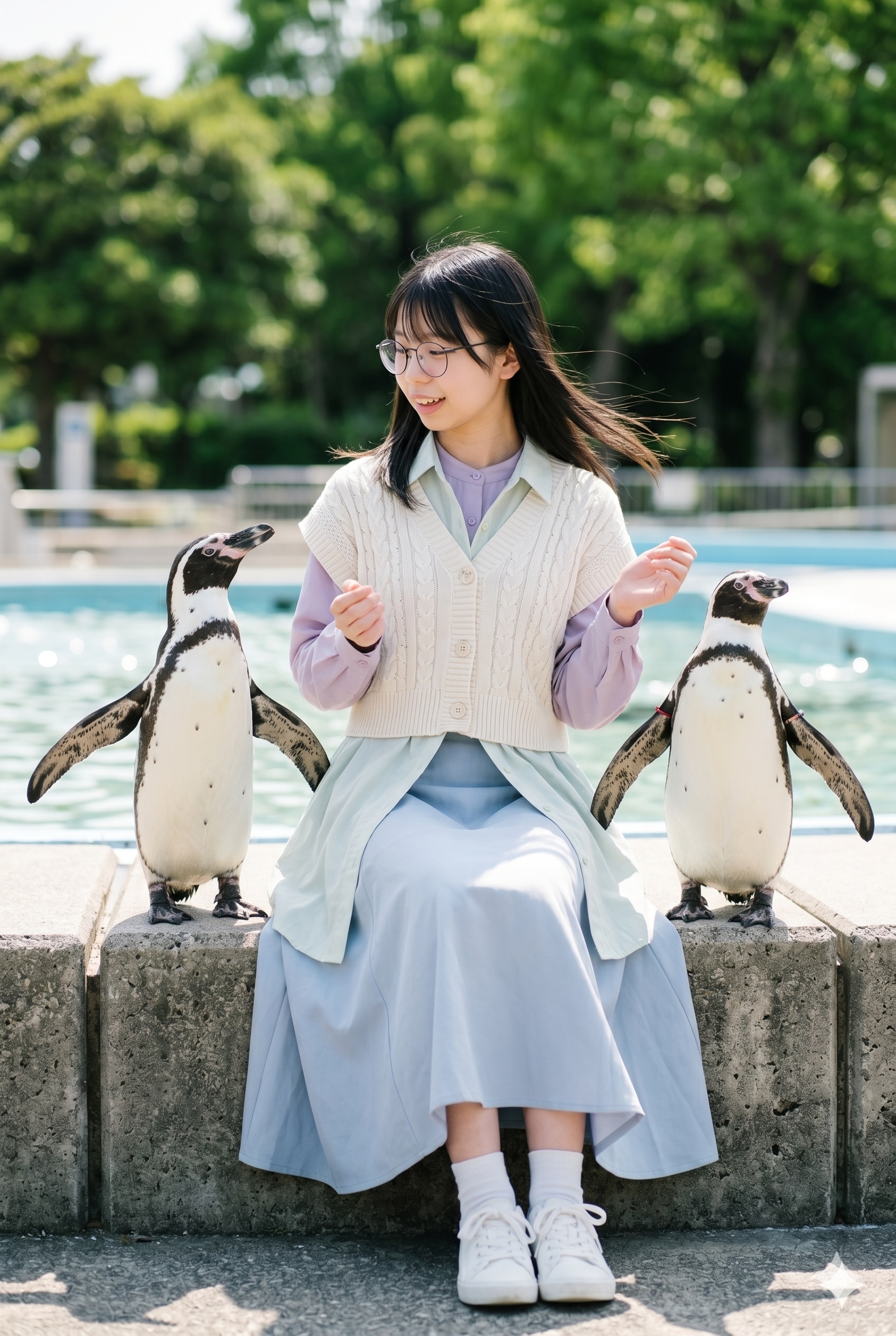 普通のメガネの地味子　ペンギン