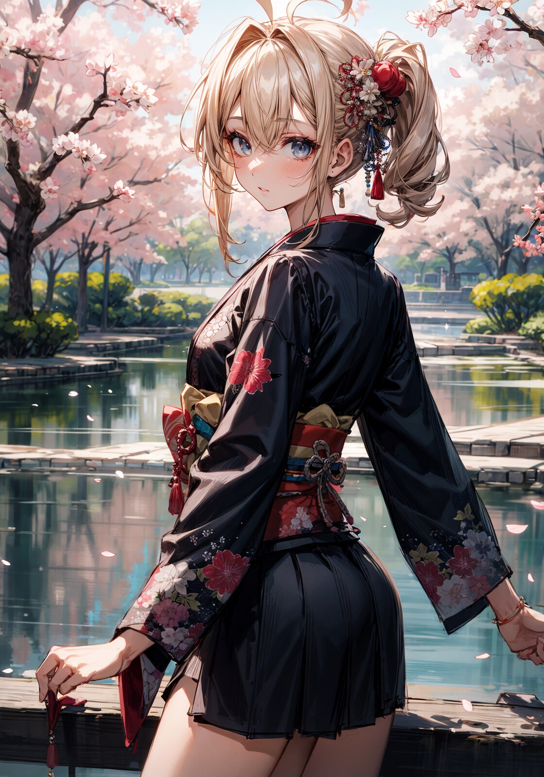 着物で見返り美人