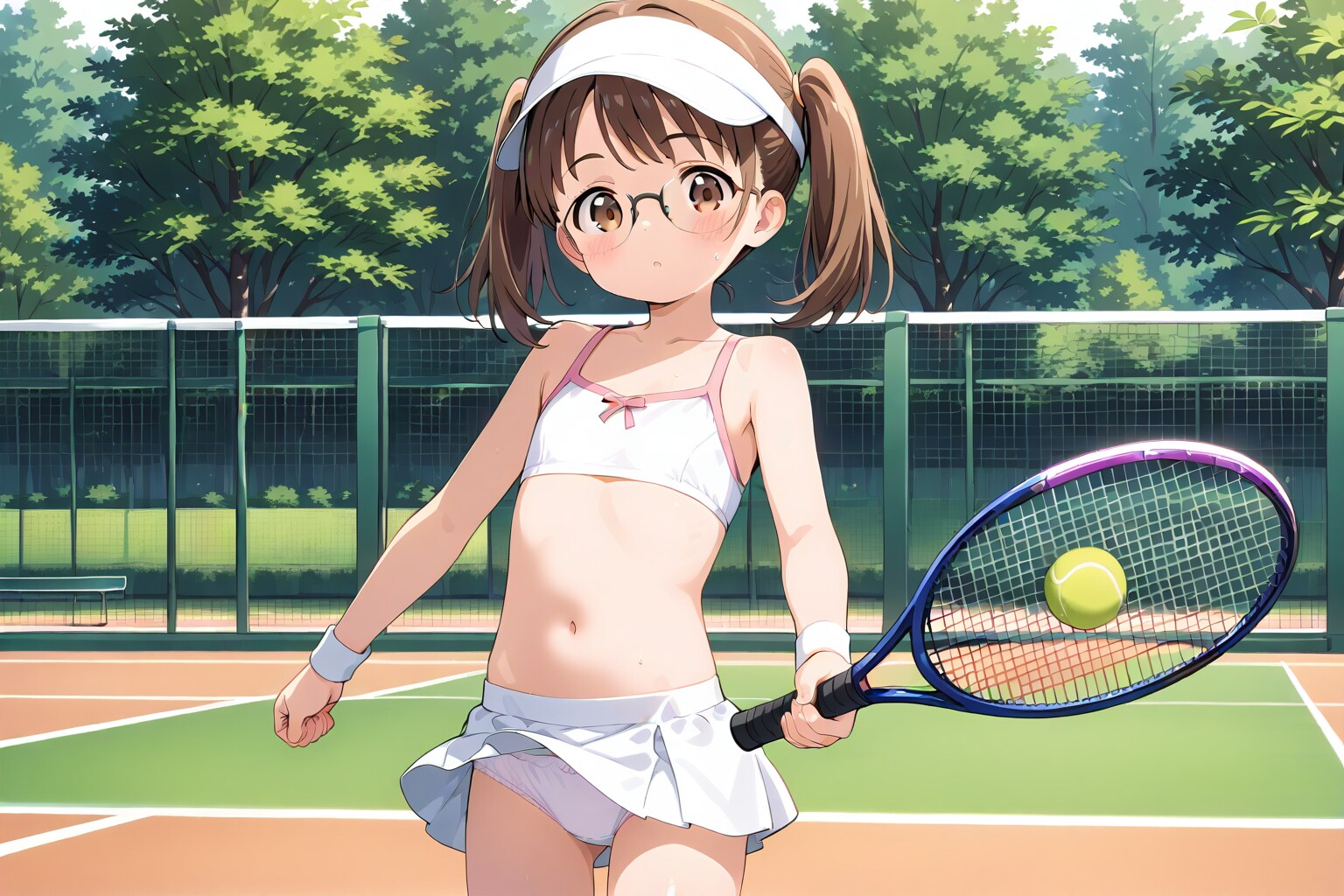 リゾート地でテニスをする女の子