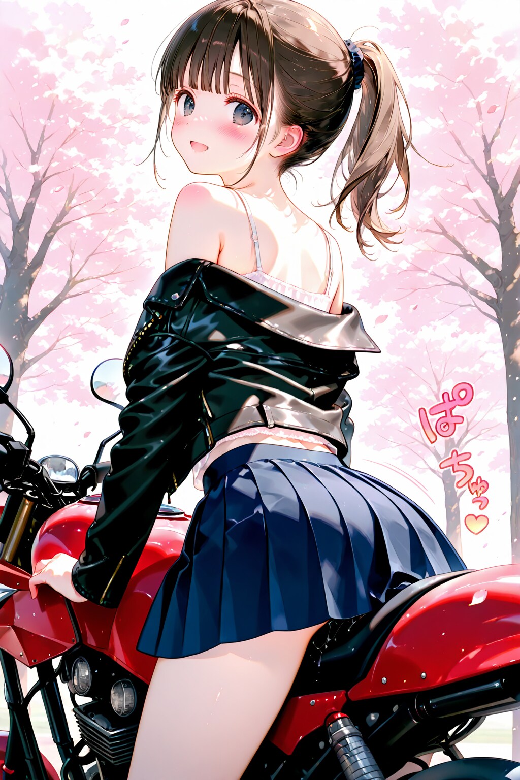 バイクと桜と雫ちゃんｗ
