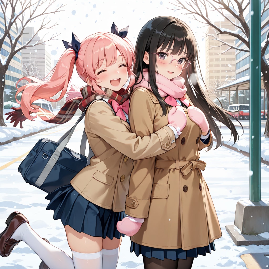 詩織＆ひな　通学風景