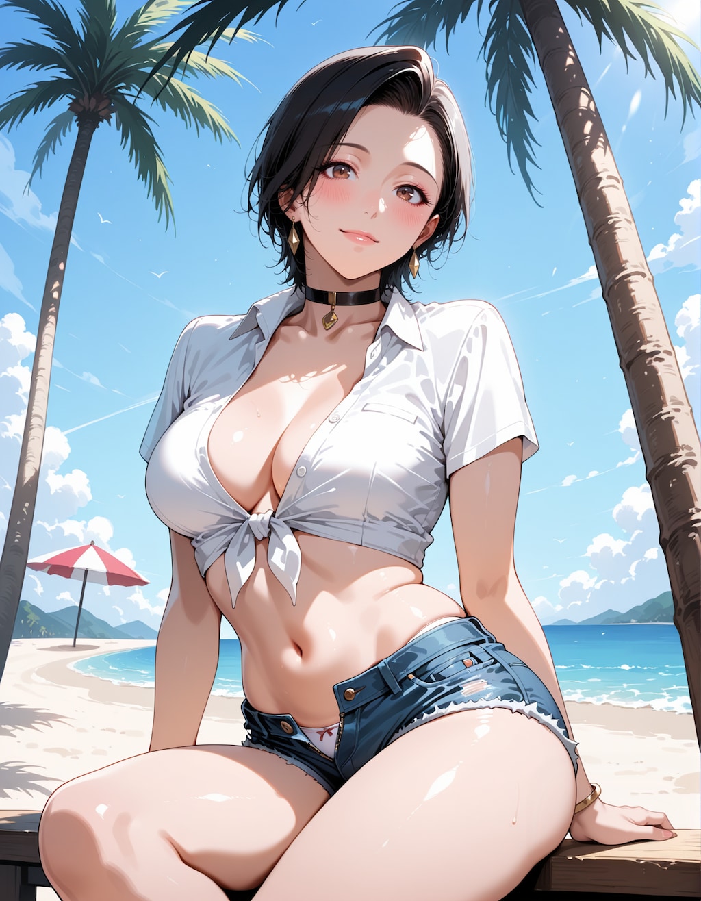 大人な美女と海💕