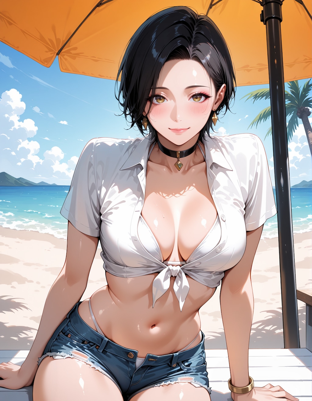 大人な美女と海💕