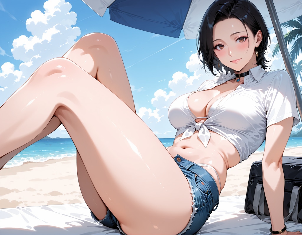大人な美女と海💕