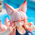 異世界制服少女達　スク水　九尾の狐  ご主人様？ 何処から見るですか？ 6枚目