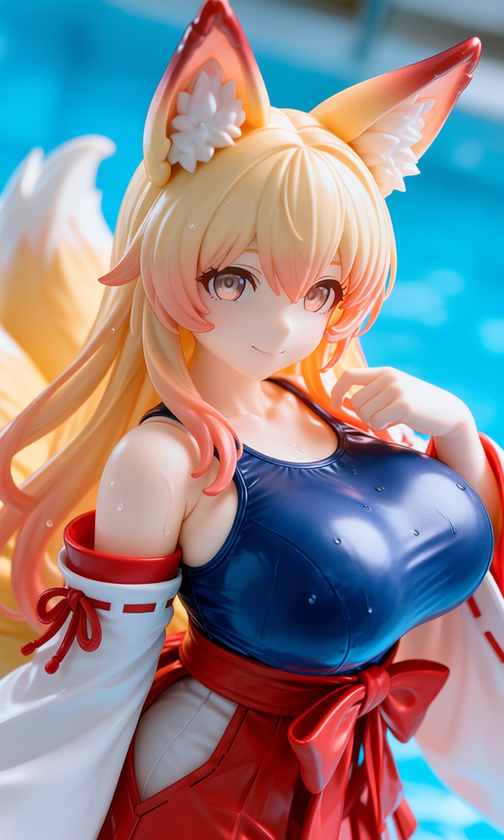 異世界制服少女達　スク水　九尾の狐  ご主人様？ 何処から見るですか？