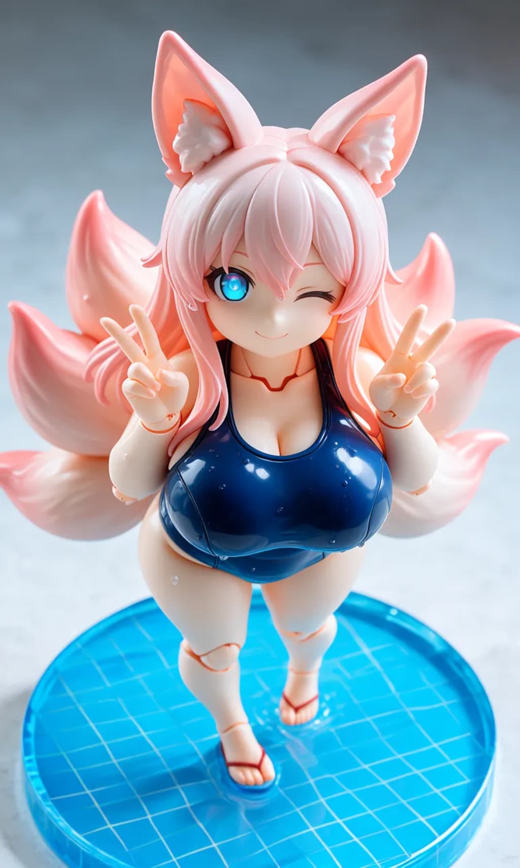 異世界制服少女達　スク水　九尾の狐  ご主人様？ 何処から見るですか？