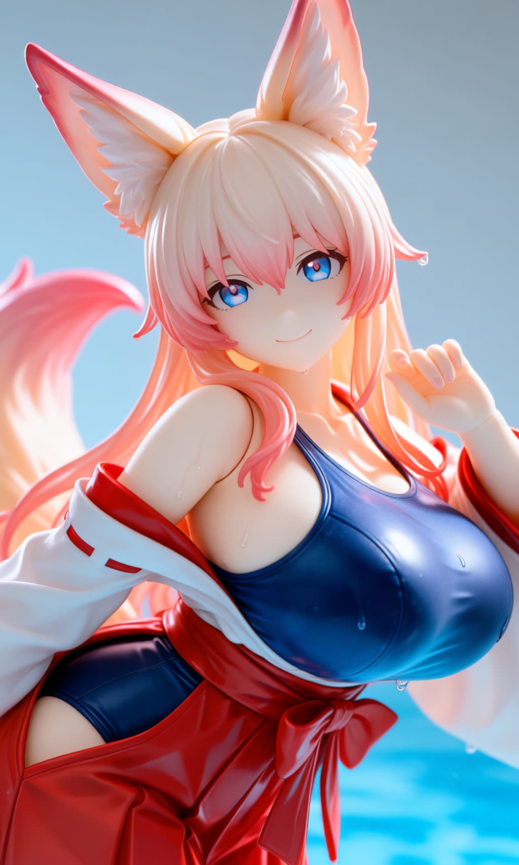 異世界制服少女達　スク水　九尾の狐  ご主人様？ 何処から見るですか？
