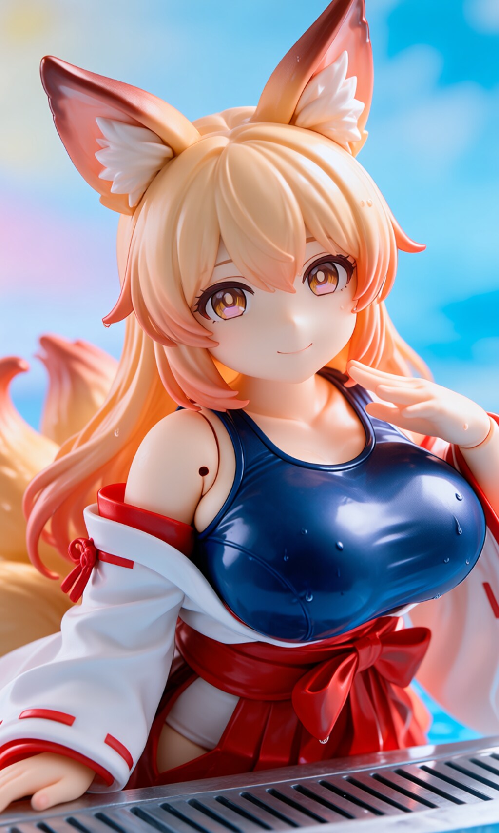 異世界制服少女達　スク水　九尾の狐  ご主人様？ 何処から見るですか？