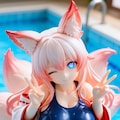異世界制服少女達　スク水　九尾の狐  ご主人様？ 何処から見るですか？ 7枚目