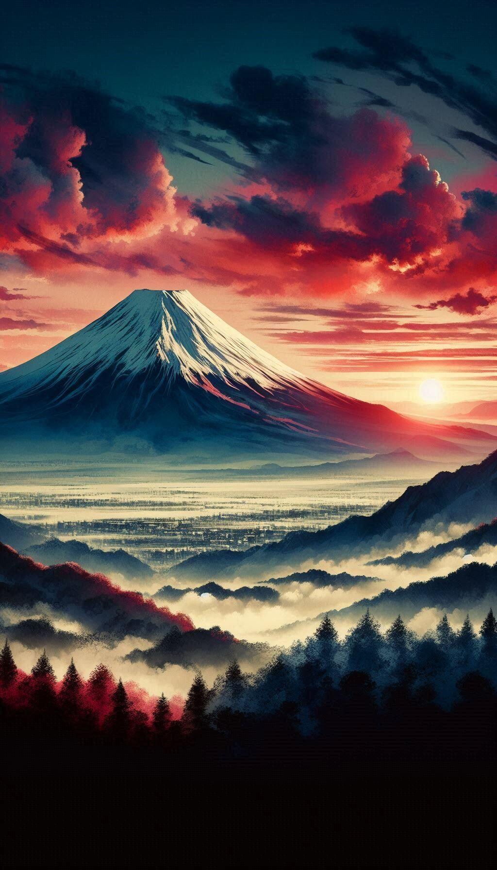 富士山と日の出