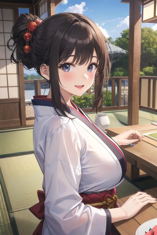 和室から日本の夏を眺める夏休み | の人気AIイラスト・グラビア