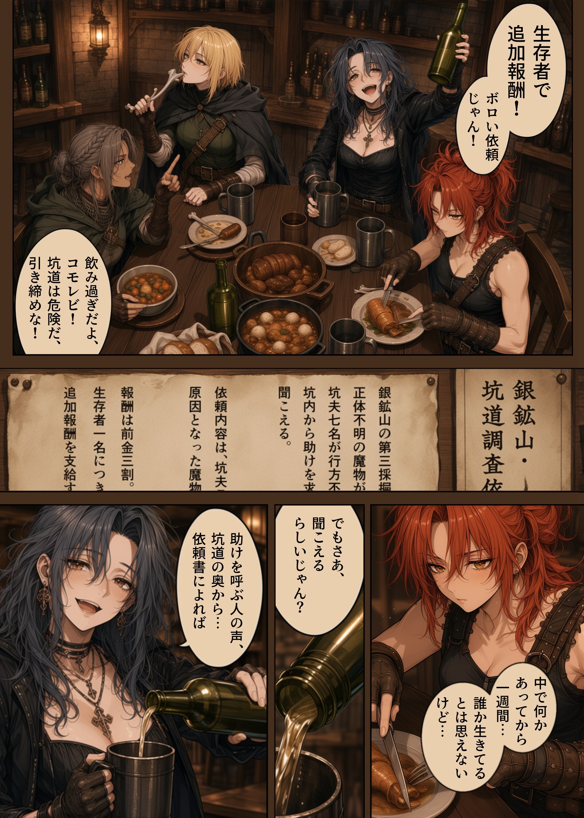 おんな冒険者四人組の日常(1/3) | の人気AIイラスト・グラビア