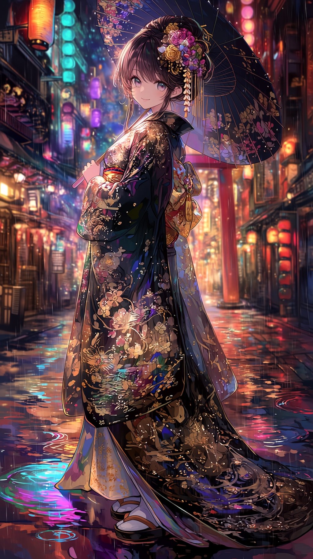 🪭 Golden Fan Beneath the Hydrangeas  「紫陽花の下の黄金扇」