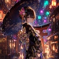 🪭 Golden Fan Beneath the Hydrangeas  「紫陽花の下の黄金扇」 4枚目