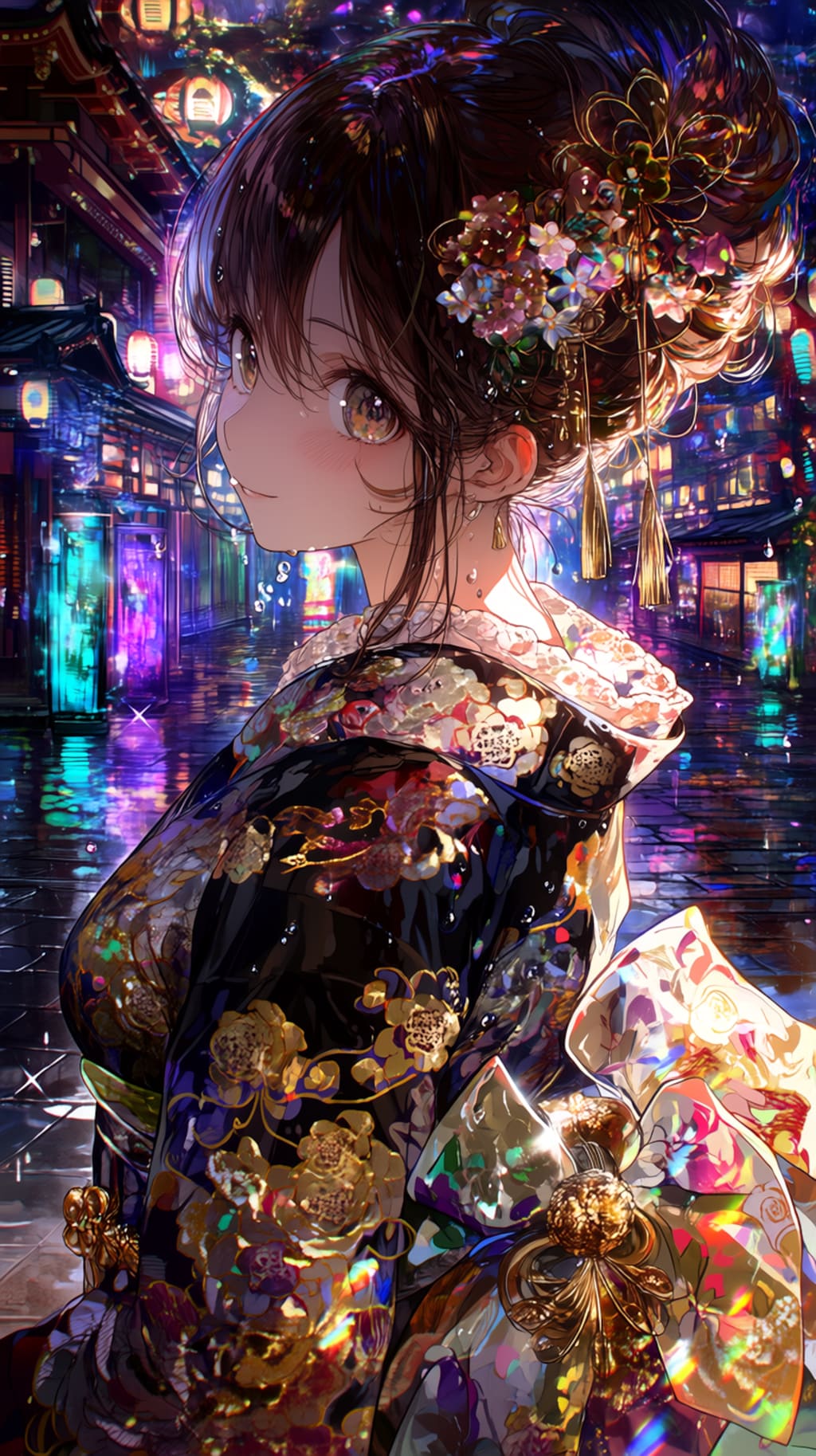 🪭 Golden Fan Beneath the Hydrangeas  「紫陽花の下の黄金扇」