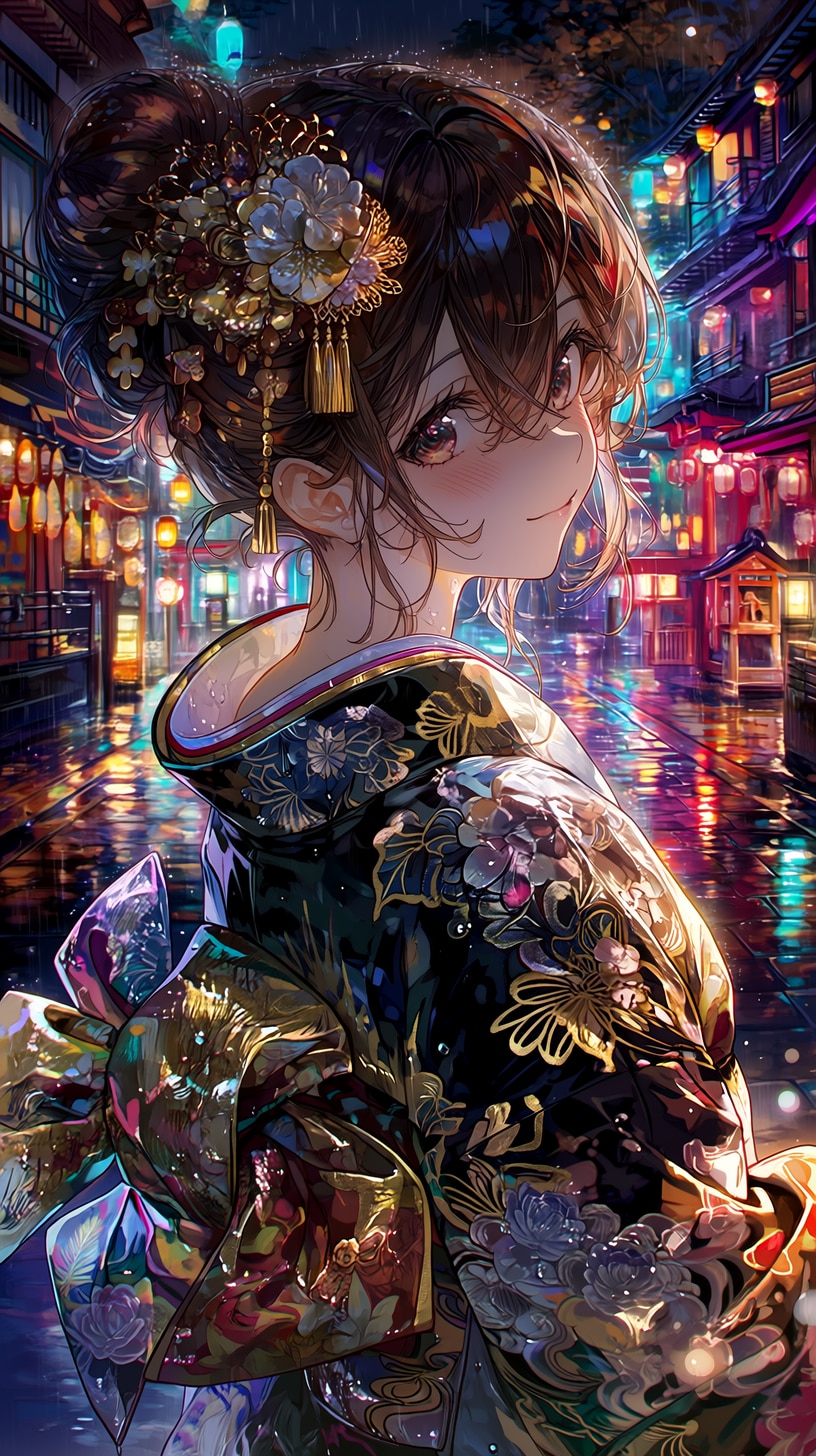 🪭 Golden Fan Beneath the Hydrangeas  「紫陽花の下の黄金扇」