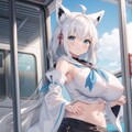 電車内でショタに遭遇し声を掛けられたKカップなフブキ様のファンアート(#aiart/#白上フブキ/#ホロライブ/#Vtuber) 2枚目