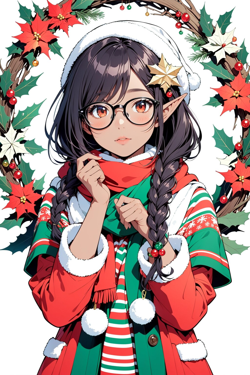 エルフさんとクリスマスリース