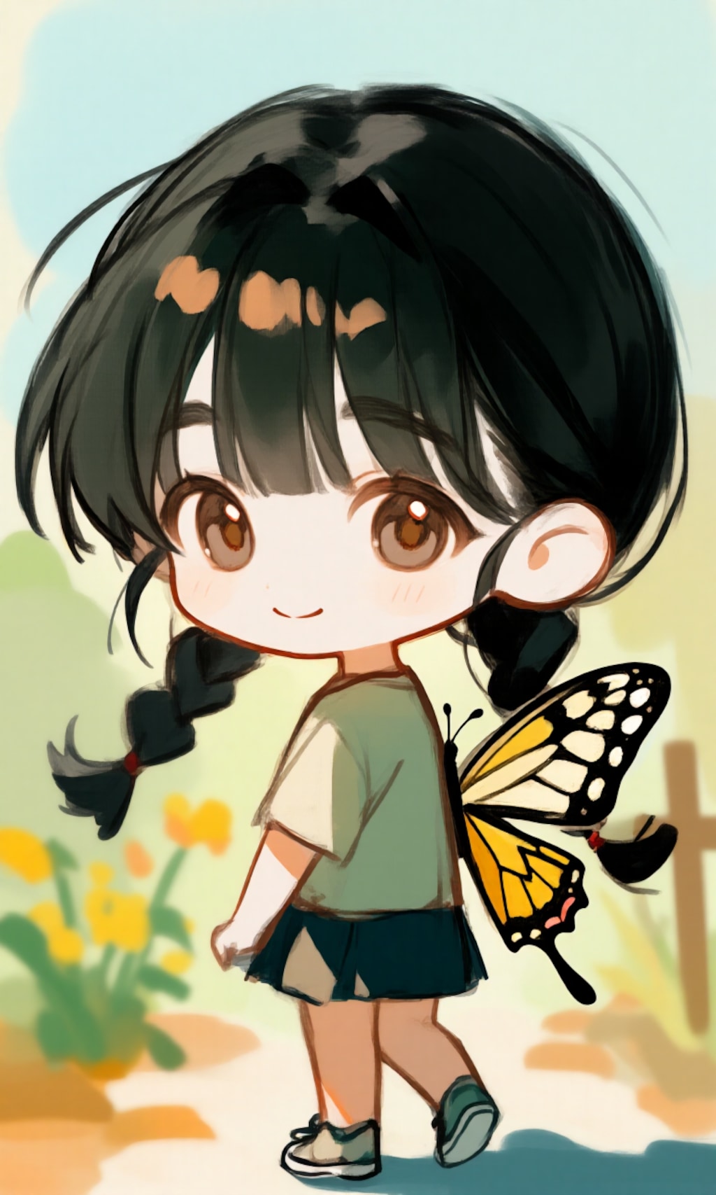 背中にちょうちょ