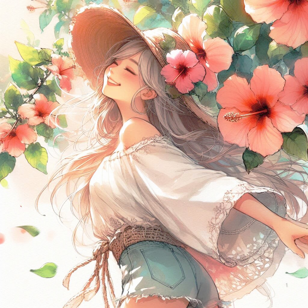 少女/ハイビスカス