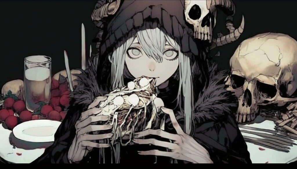 魔族少女のご飯（６枚：後半ちょいグロ）