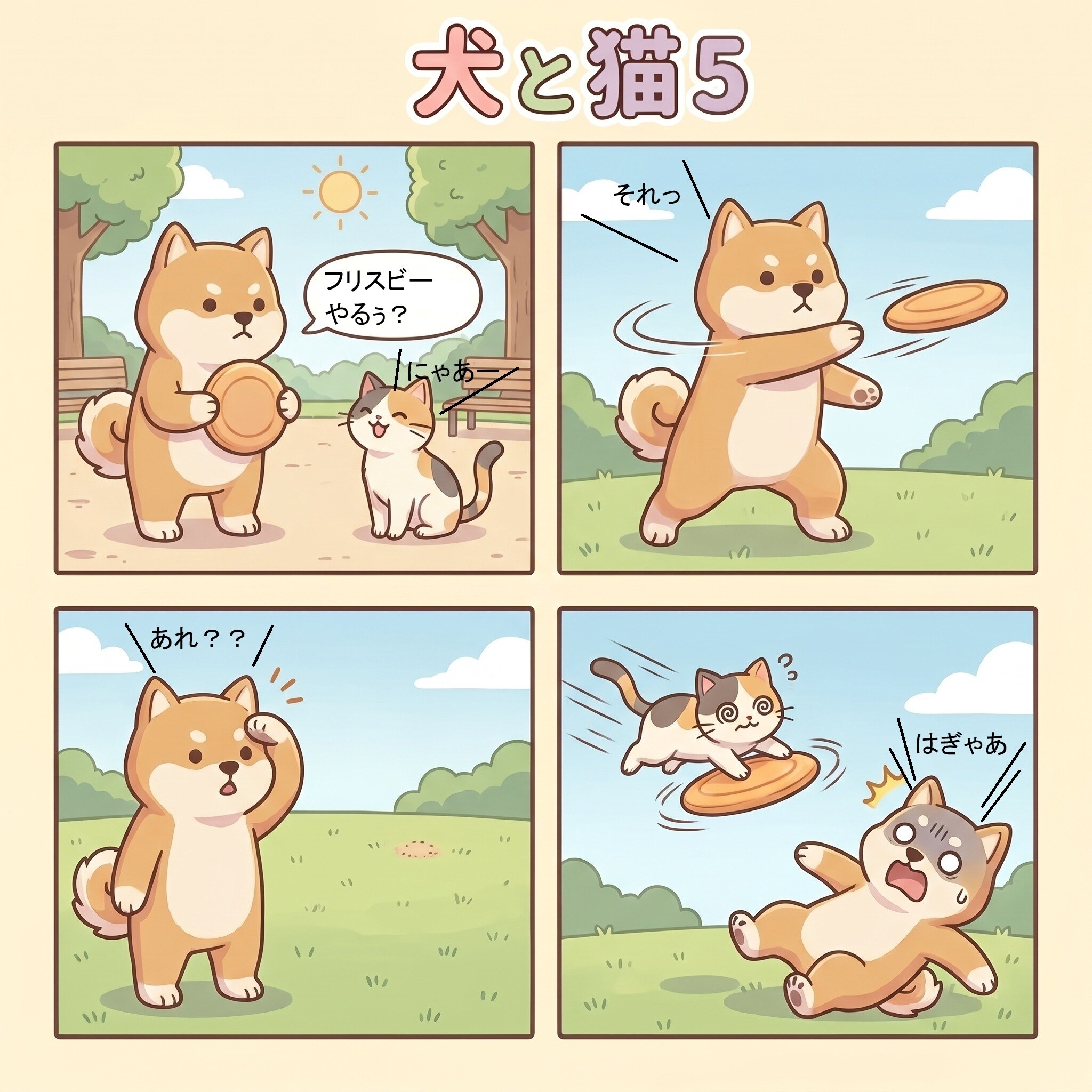 犬と猫5　フリスビー