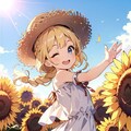 向日葵と少女 4枚目