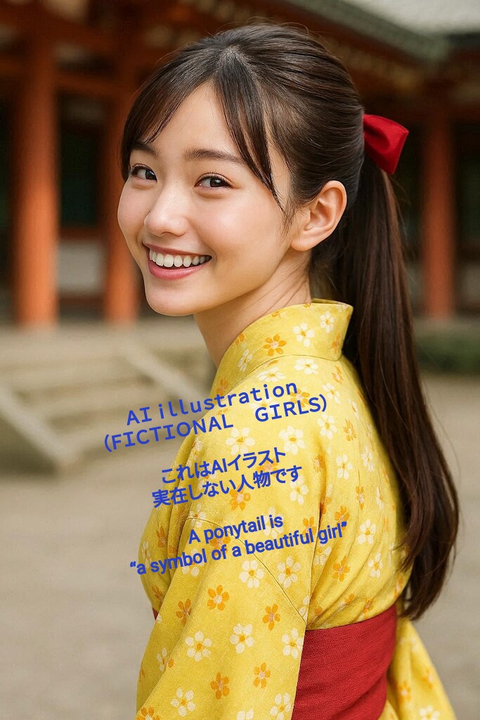 和装のポニーテール美少女