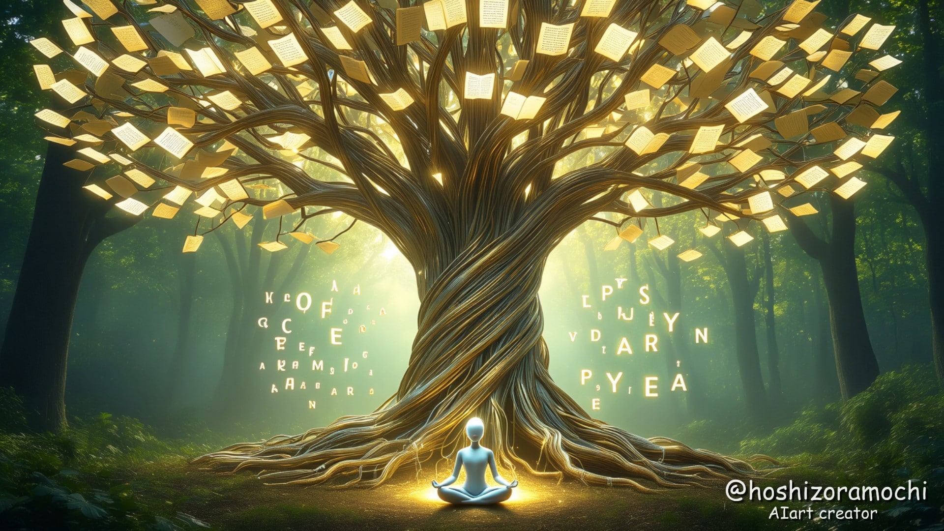 神経樹が紡ぐ言葉の森 - A forest of words woven by neural trees | の人気AIイラスト・グラビア