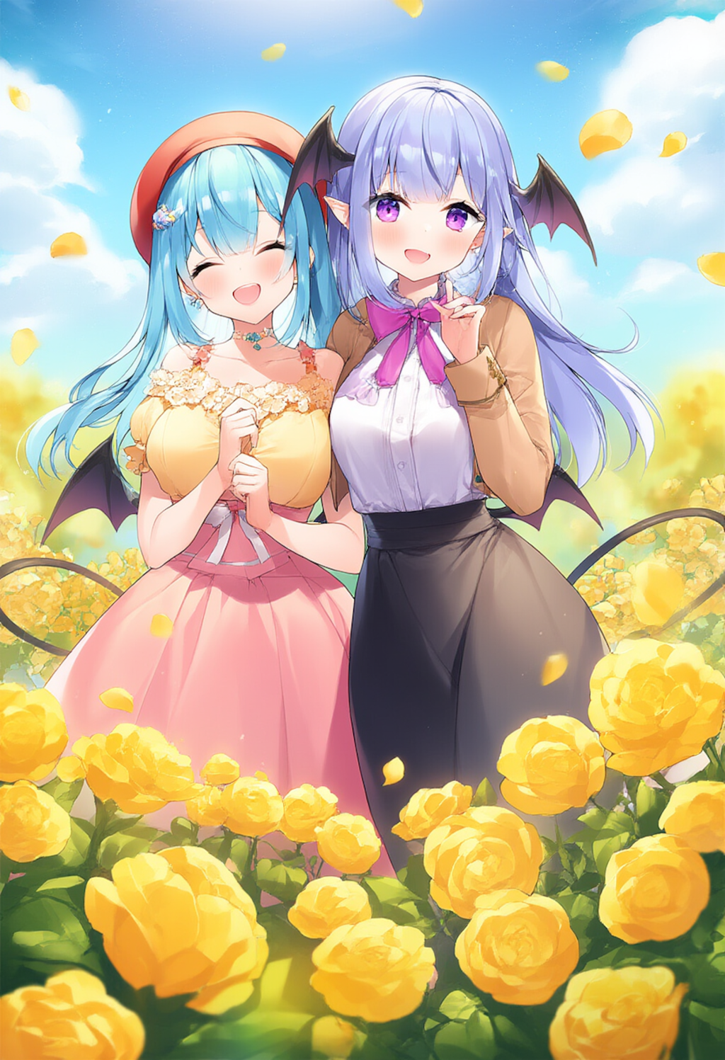 In a golden garden party setting