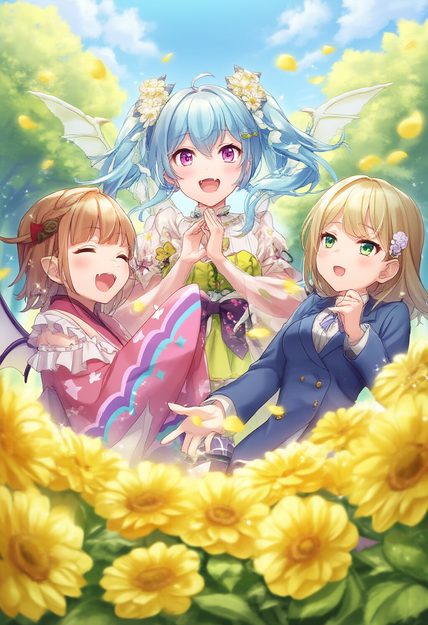 In a golden garden party setting | の人気AIイラスト・グラビア