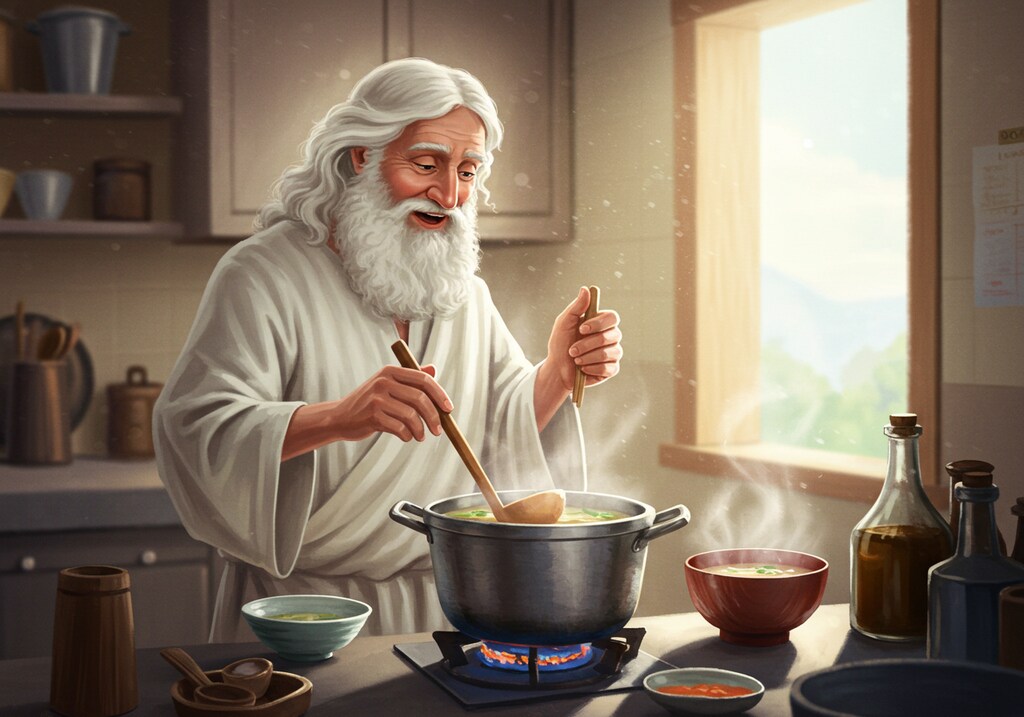 仏のホットケーキと神のみぞ知る神の味噌汁で朝食