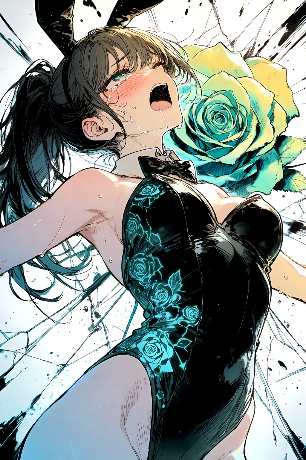 直接描写なしの背景で比喩表現😍💕・・危うい所に”あの薔薇攻撃”をくらってしまうバニー型の女怪人ちゃん♪