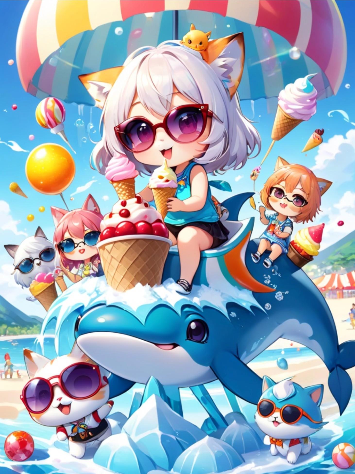 🕶の銀髪ちゃんと夏 | の人気AIイラスト・グラビア