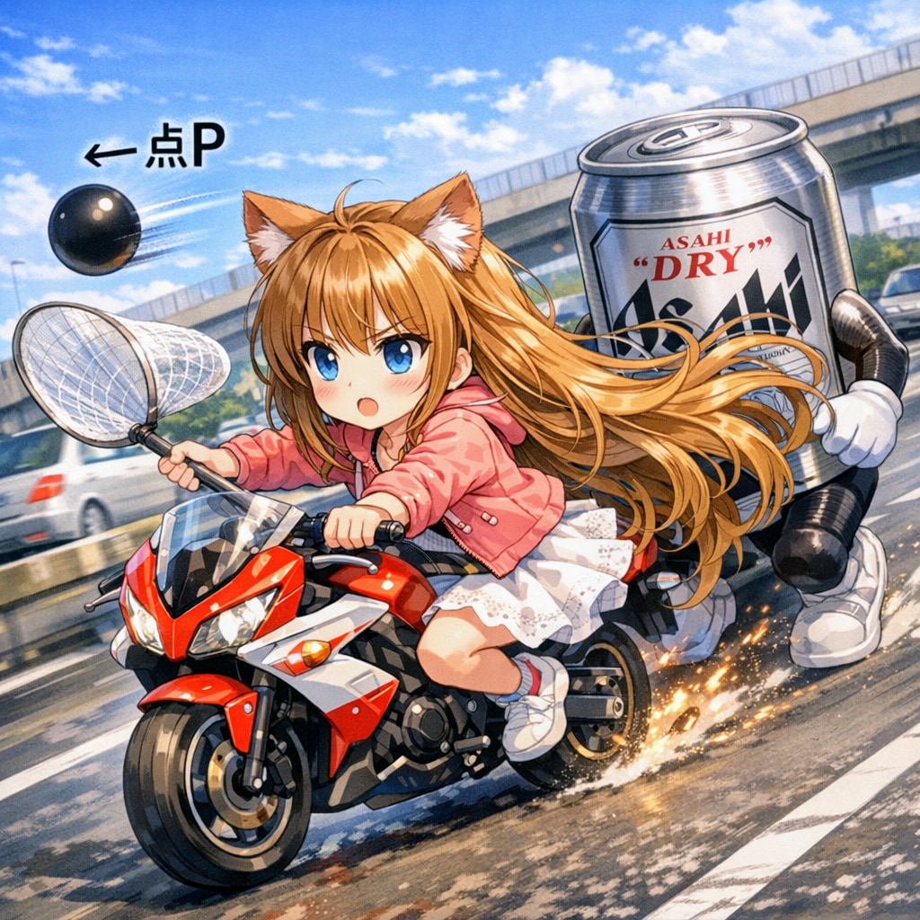 高速で点Pを追う小さな女の子