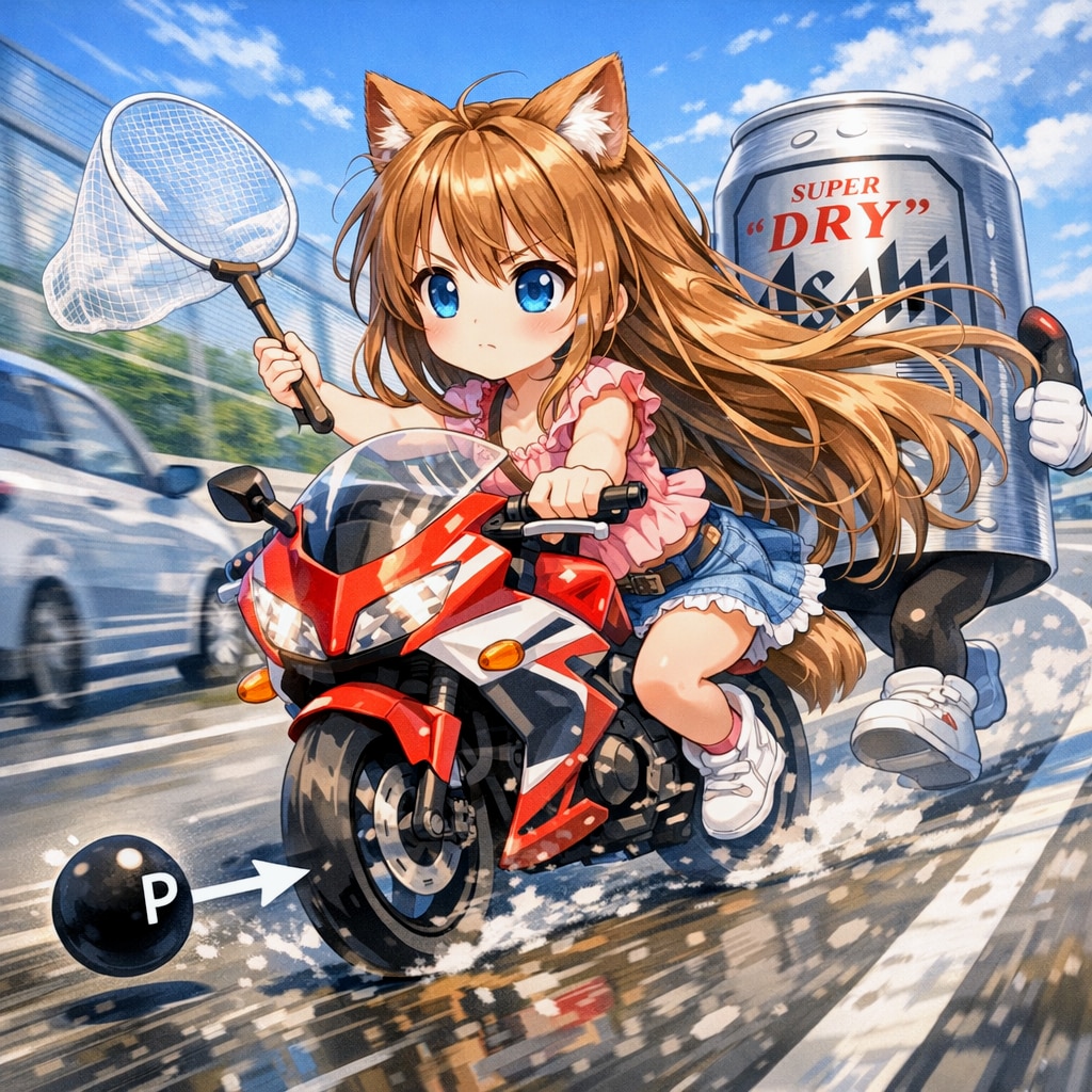 高速で点Pを追う小さな女の子