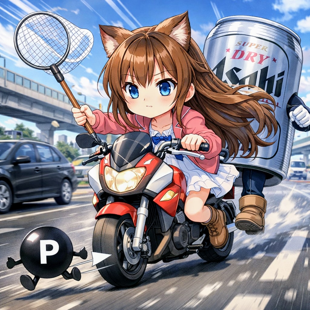 高速で点Pを追う小さな女の子