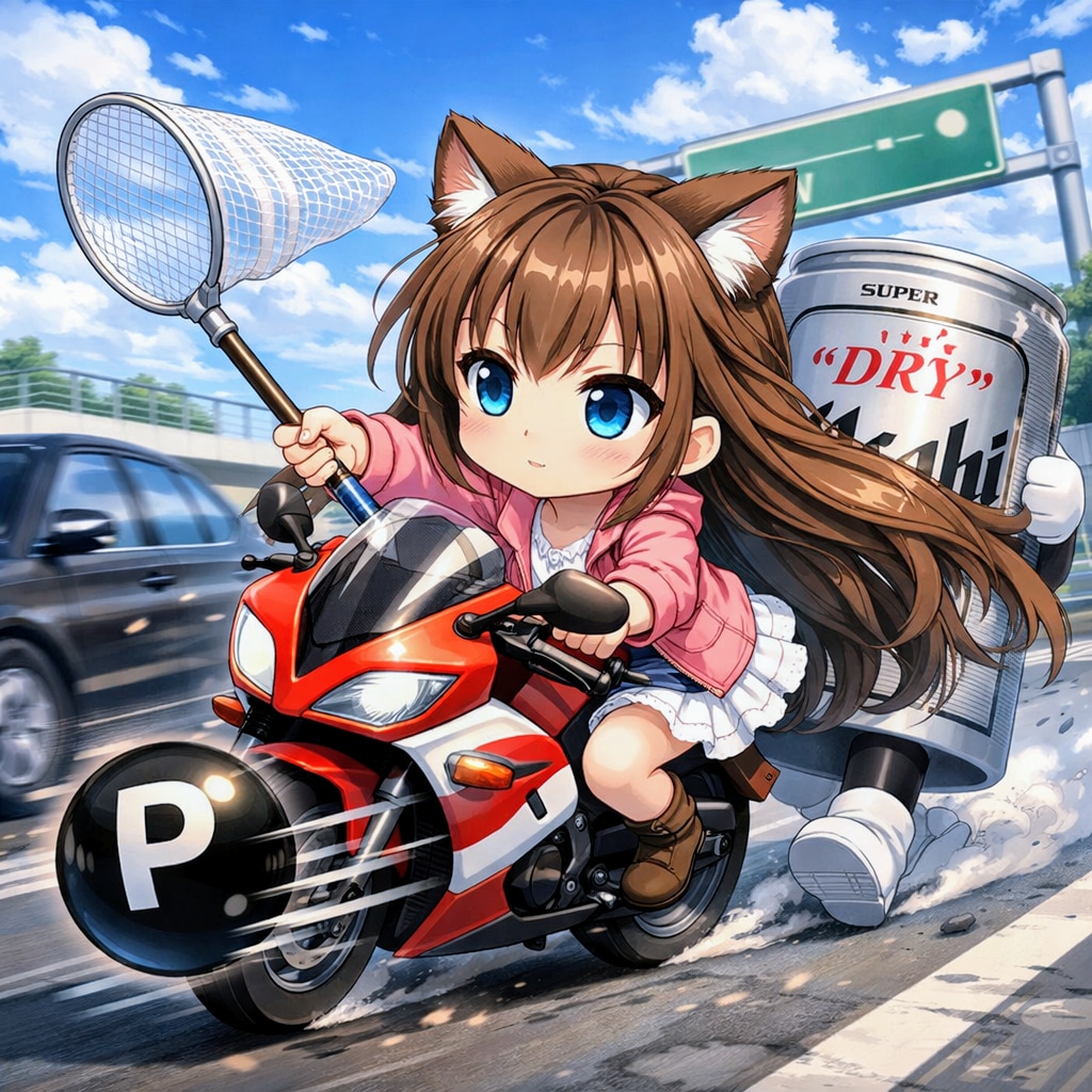 高速で点Pを追う小さな女の子