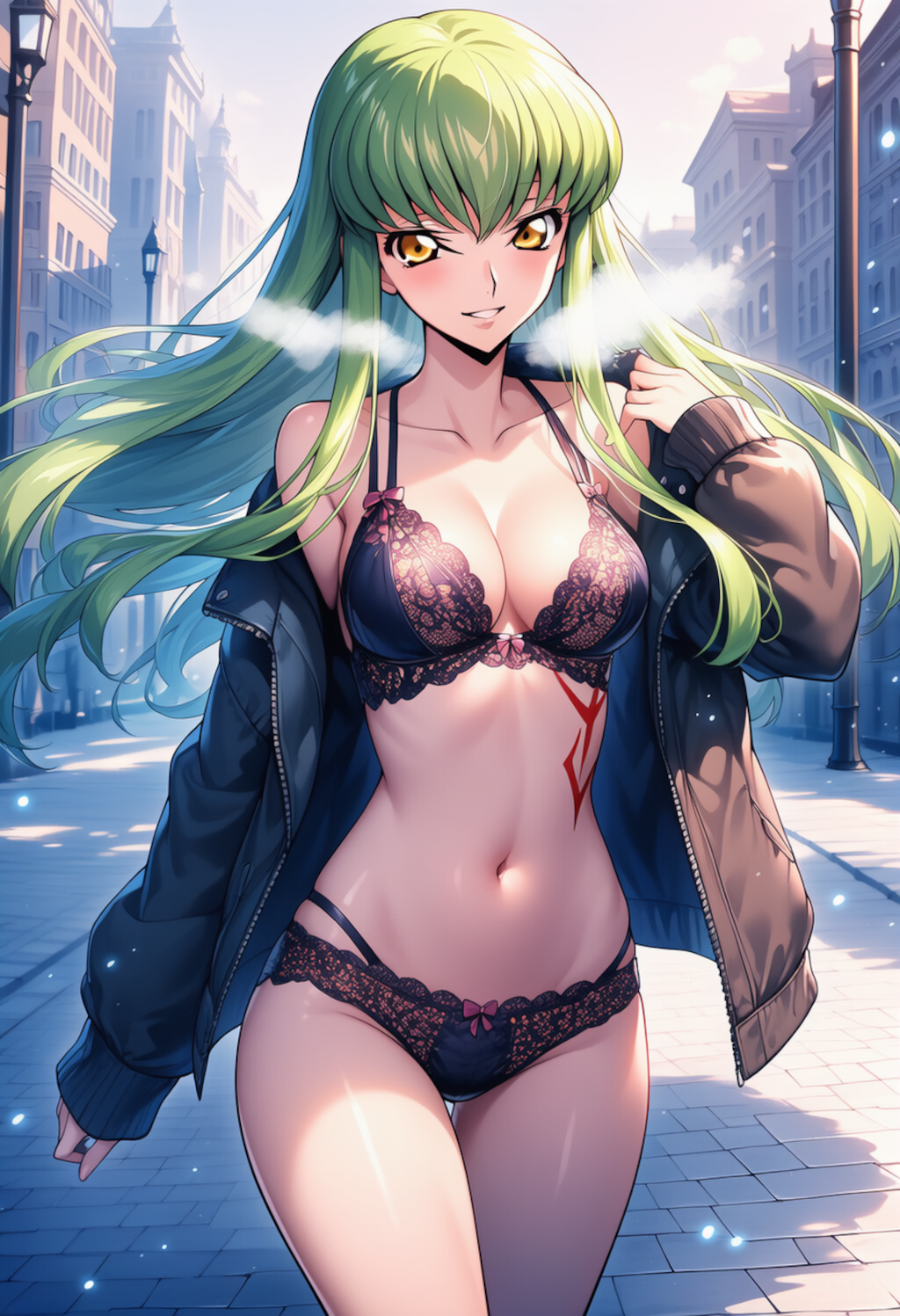 雪混じりの街路に灯る熱 ― Flare in the Frost