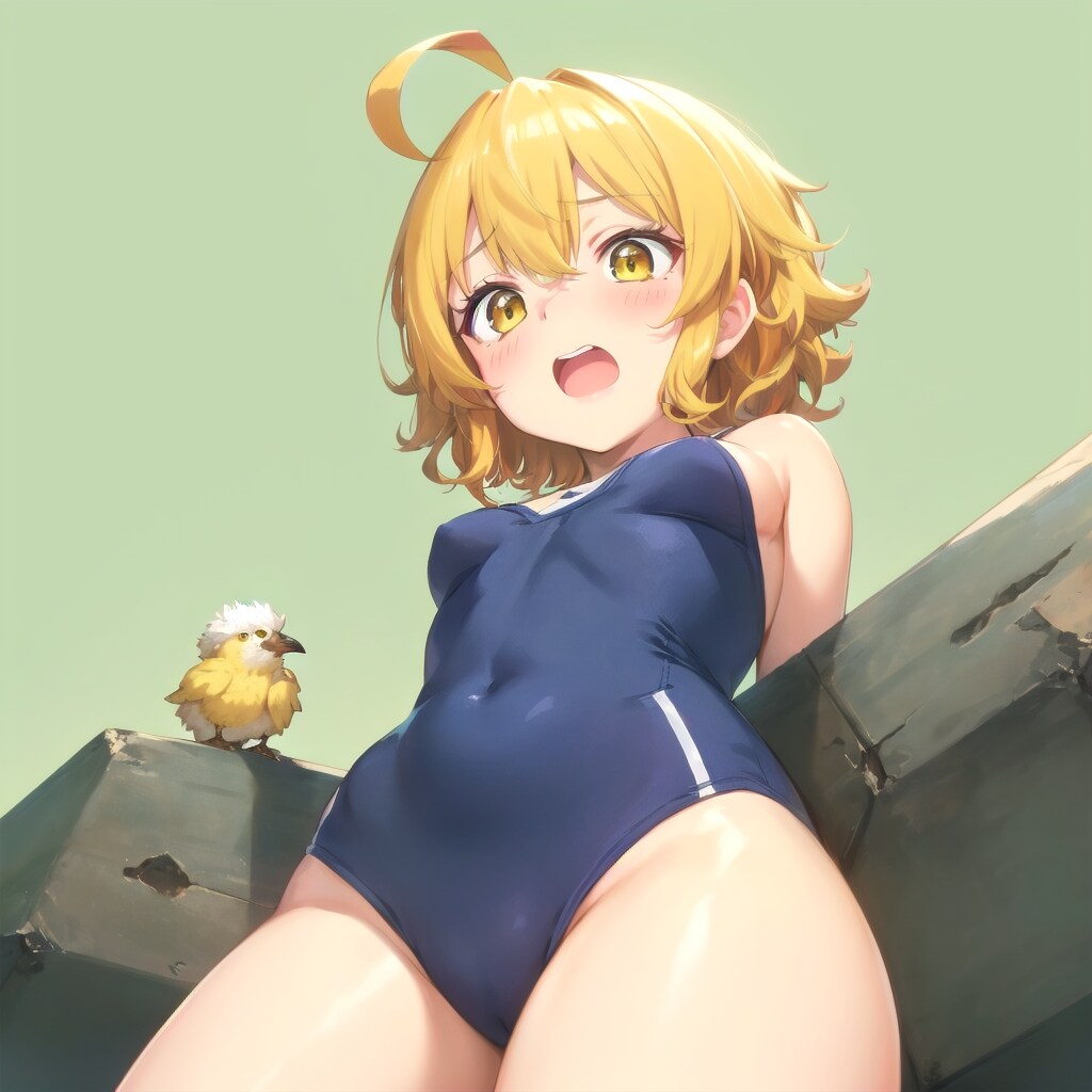 ひよこに囲まれて赤面