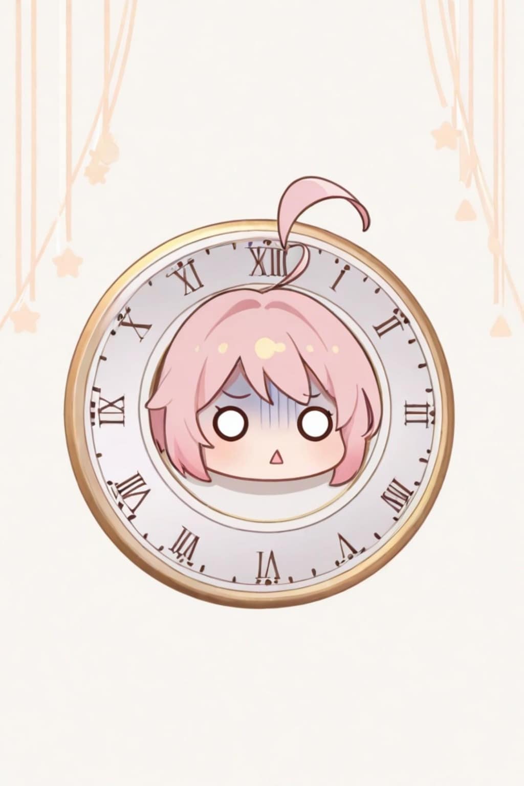 時計とピンク髪ちゃん