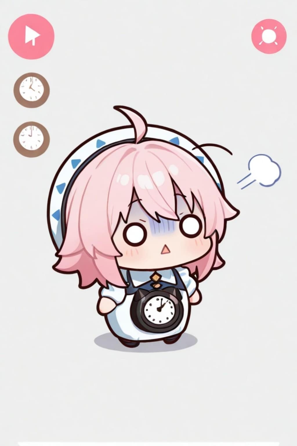 時計とピンク髪ちゃん