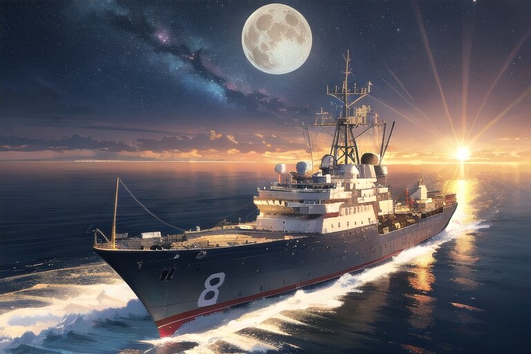軍艦と月夜 | の人気AIイラスト・グラビア
