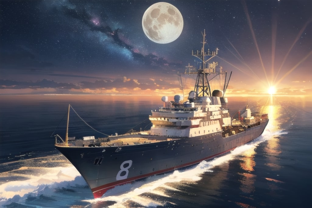 軍艦と月夜