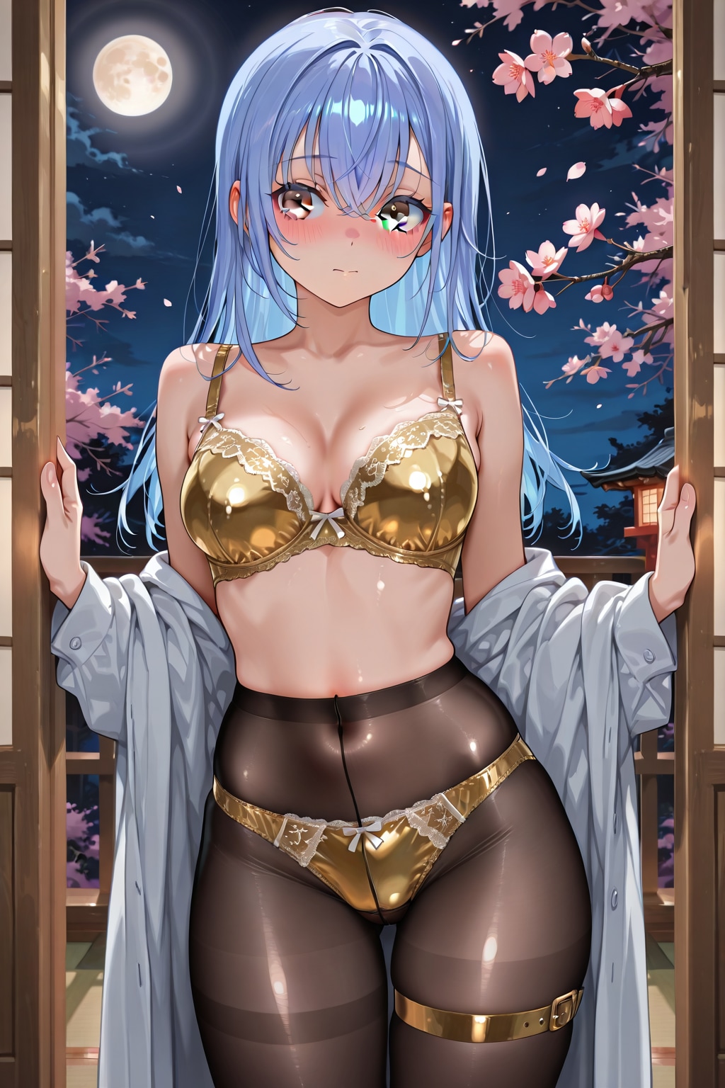 金色下着&パンストの羽那と夜桜(ちちぷい版)