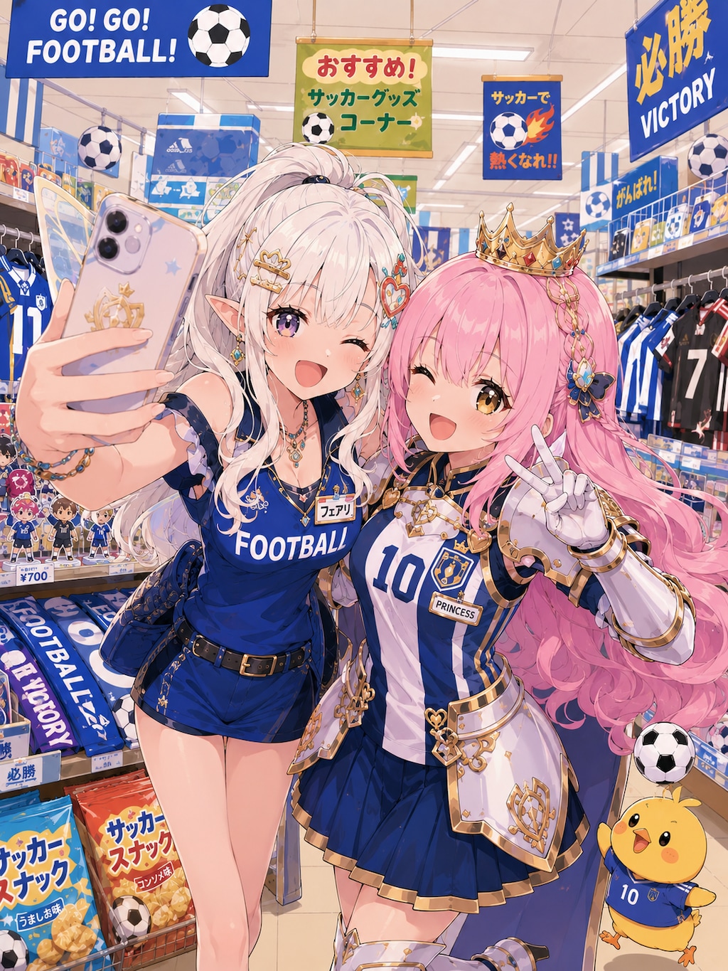 白髪の妖精店員とピンク髪の姫騎士